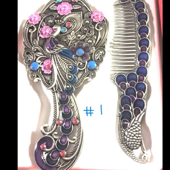 None Accessories - Beautiful Enamel Mirror & Comb Set -NIB - Multiple Styles Available- You…